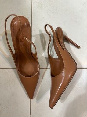 Steve Madden Slingback Pointed-Toe Stiletto Heels in Brown
